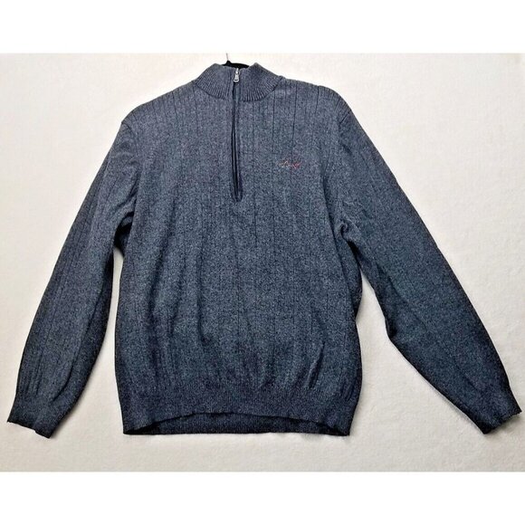 Greg Norman Tasso Elba Sweater Men's XXL 1/4 Zip Pullover heather Gray Mock Neck - Picture 1 of 12
